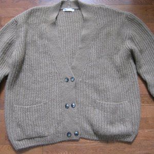Zara Oversized Knit Double Breasted Brown/Tan Cardigan L